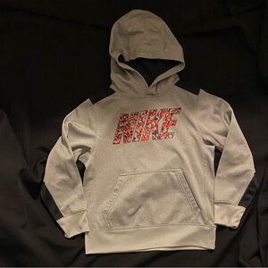 Nike Therma-Fit Gray Hoodie with Red Camo Logo